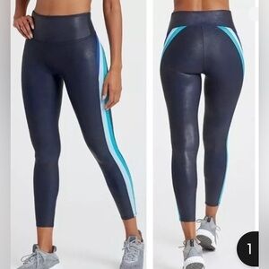 Spanx faux leather track stripe leggings